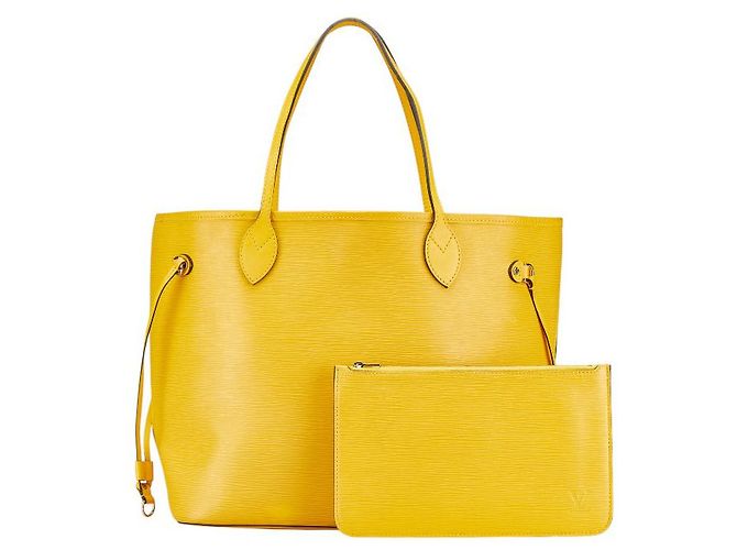 Louis Vuitton Neverfull MM Tote Bag Yellow Leather