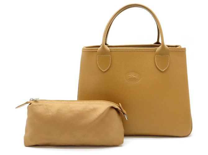 Longchamp Leather Tote Bag Light Camel