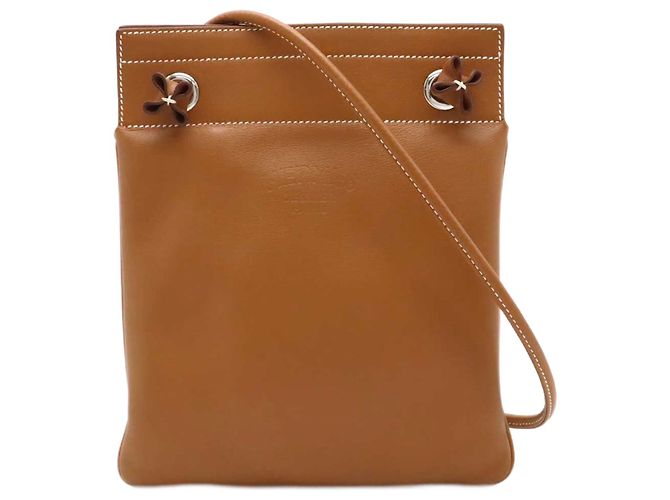 Hermès Borsa a spalla in pelle Aline Mini Hermes marrone D'oro