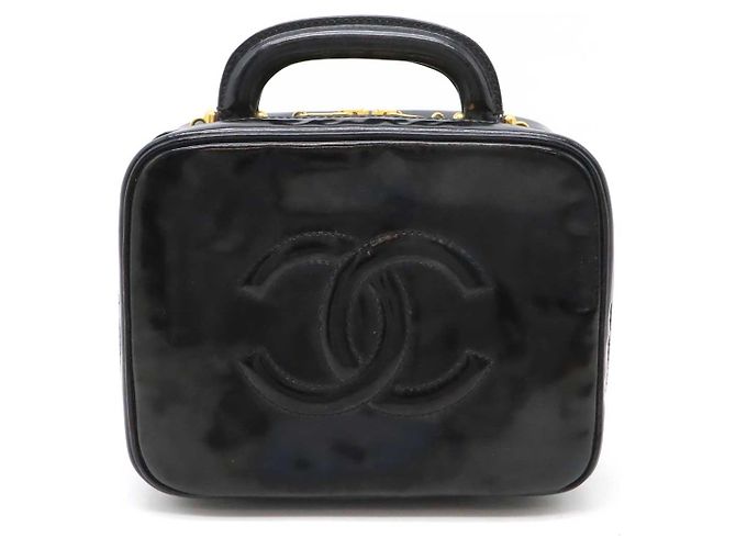 Chanel Coco Mark Vanity Bag Patent Leather Black