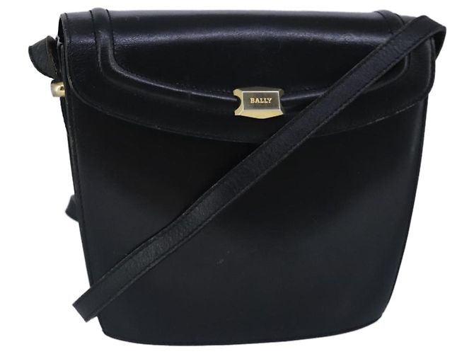 BALLY Bolsa de Ombro de Couro Preta Auth ti2287 Preto