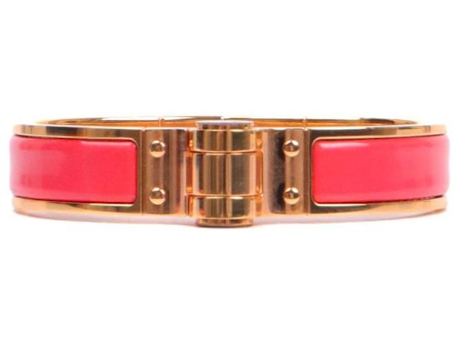 HERMÈS - Hermès Hinge Bracelet in Coral Enamel (T0) Pink 