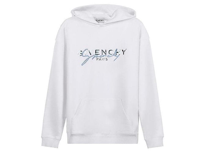 GIVENCHY - Moletom com capuz Signature da Givenchy em algodão branco (M)