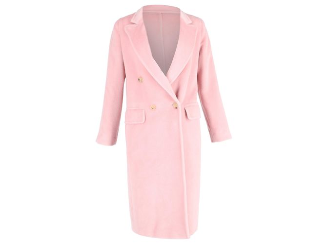 Max Mara Double-Breasted Coat in Pink Wool
