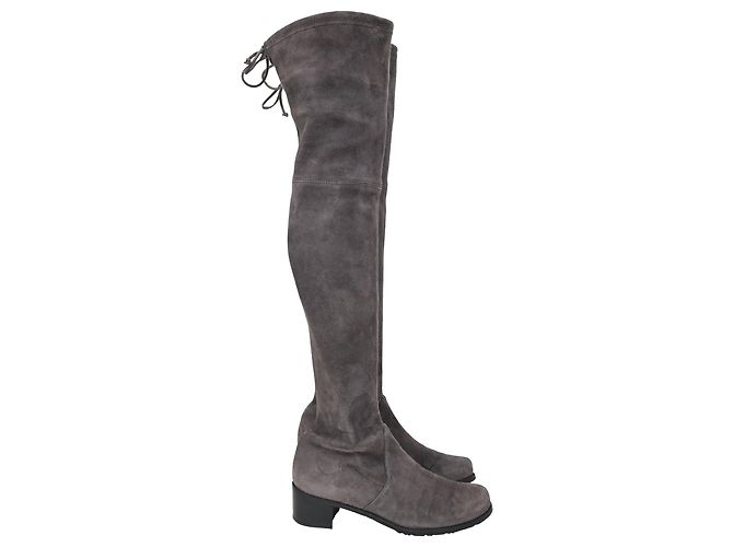 Botas acima do joelho Stuart Weitzman em camurça cinza