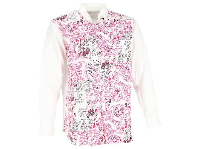 Comme Des Garcons Camisa de manga longa impressa Comme Des Garçons em algodão branco