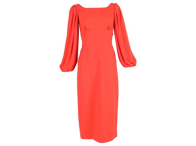 Autre Marque Midi-Bischofärmeliges Kleid von Emilia Wickstead aus rotem Polyester