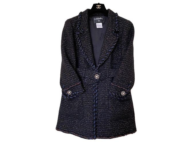Chanel Paris / Monaco Gripoix  Buttons Tweed Jacket Navy blue