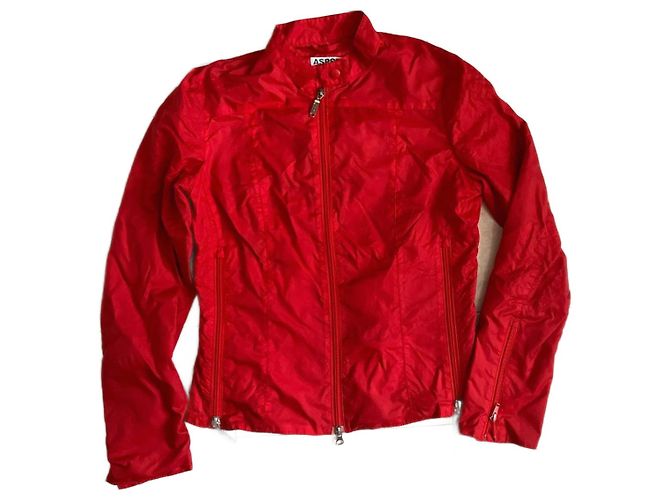 Aspesi Giacca Impermeabile in Nylon Rosso Bambina