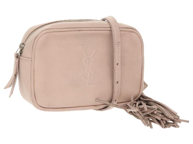 SAINT LAURENT Hüfttasche Leder Rosa Schwarz Silber Auth bs19957 Pink