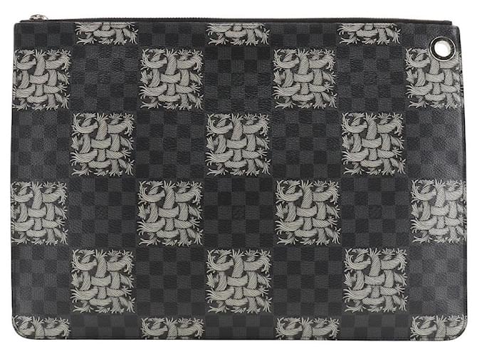 Louis Vuitton Damier Graphite Pochette Jour GM Clutch Black Cloth  ref.1853337