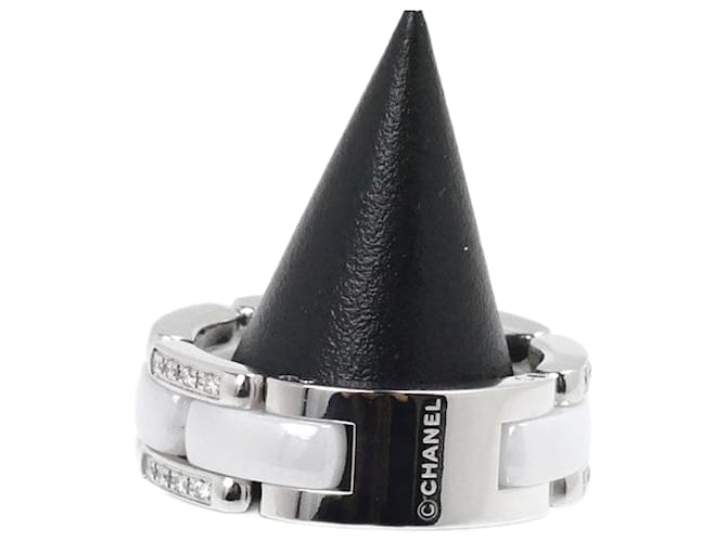 Chanel K18WG White Gold Ceramic Diamond Ring Metal  ref.1853365