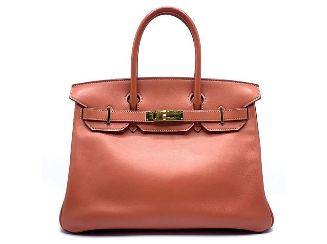 Hermès Hermes Birkin 30 Orange Leather Handbag