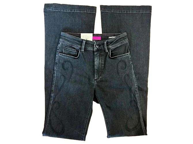 Autre Marque Calça Jeans Boca de sino Salsa Cinza escuro Algodão Cinza antracite