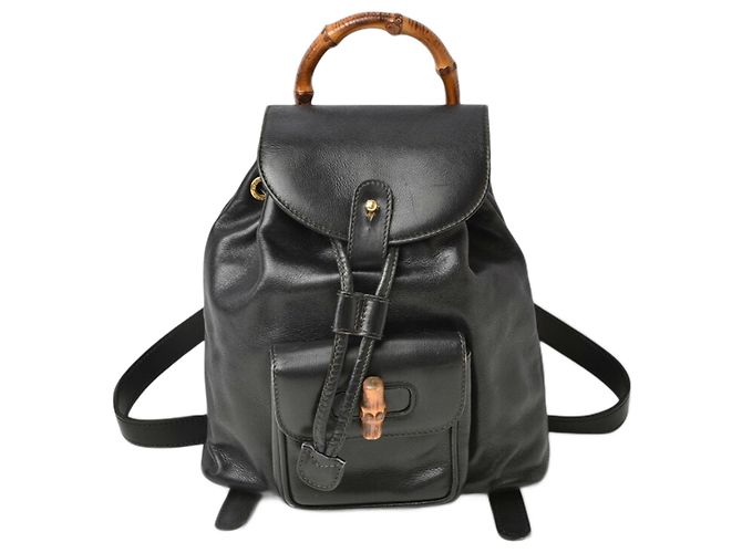 Gucci Bamboo Leather Backpack Black