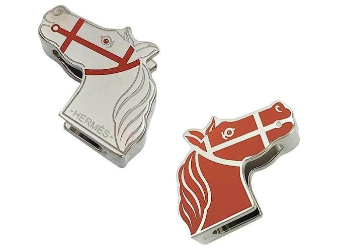 Ring Écharpe Cadrige Twilly d'Hermès Argenté Orange  ref.1854765