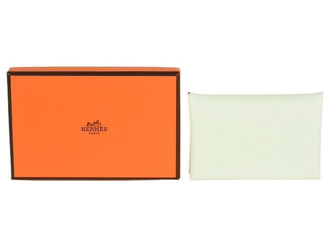 Hermès Visitenkartenetui Hermes Calvi Weiß Grün