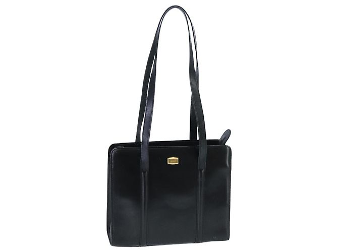 BALLY Bolsa de Ombro de Couro Preto e Ouro Auth ti2301 Dourado