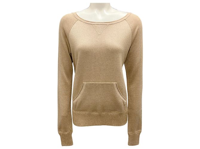 Langärmliger Rundhals-Wollstrickpullover Vionnet Gold Shimmer Golden