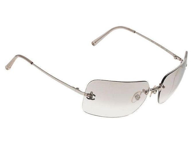 Chanel Rimless Sunglasses Grey Silvery Plastic
