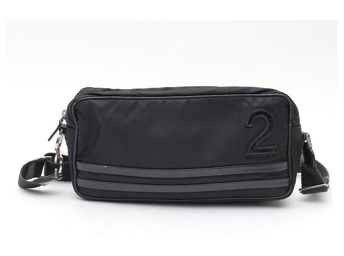 Borsa a spalla Christian Dior Logo No.2 Nera in Nylon Nero