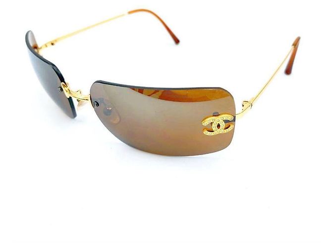Chanel Occhiali da sole CC Logo Marrone Oro 4017-D D'oro