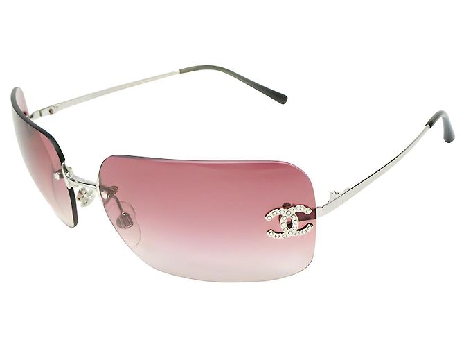Occhiali da sole Chanel Rossi e Argentati in Plastica Argento Rosso