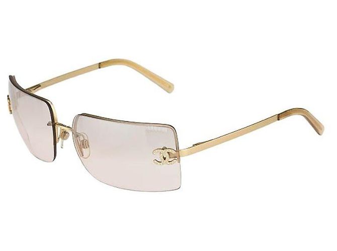 Gafas de sol Chanel CC Logo con strass dorado 4092-B