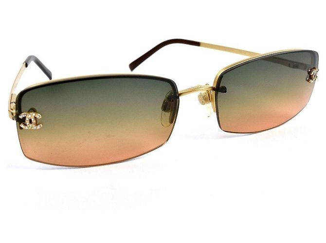 Óculos de sol Chanel degradê azul e laranja plástico Prata