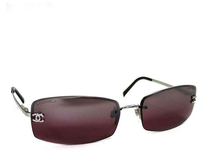 Chanel Sonnenbrille Silber Violett Kunststoff Lila