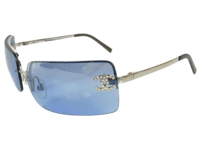 Gafas de sol Chanel 4104-B Azul Strass Plástico Plata