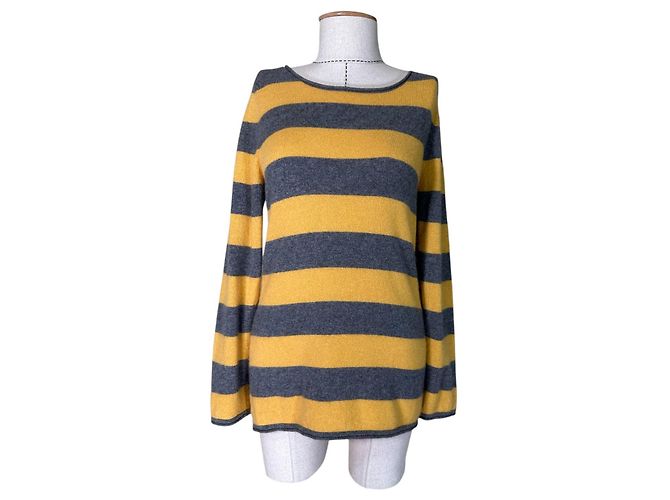 Autre Marque Pull Christian Berg en cachemire rayé jaune et gris