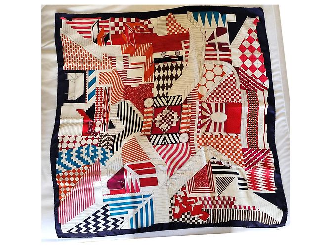 Lenço de seda Hermès 90x90 Nigel Peake Multicor