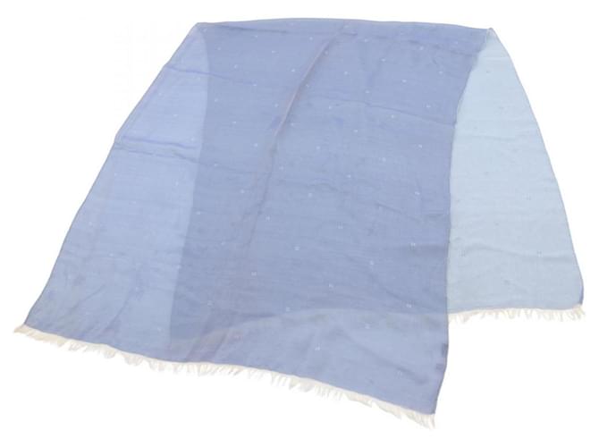 Écharpe Double Chiffon Hermès en Bleu et Blanc Soie  ref.1857235