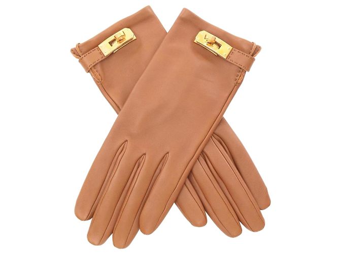 Hermès Hermes Kelly Leather Ski Gloves Brown