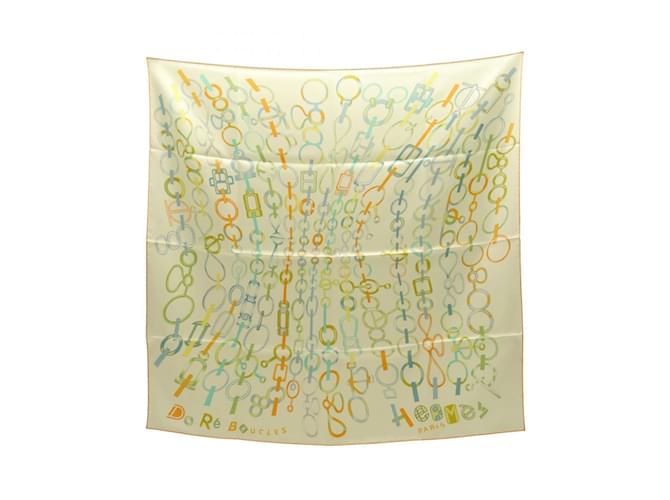 Hermès Hermes HERMES Carre 90 Do Re Boucles Scarf Multiple colors Orange Yellow Silk  ref.1857590