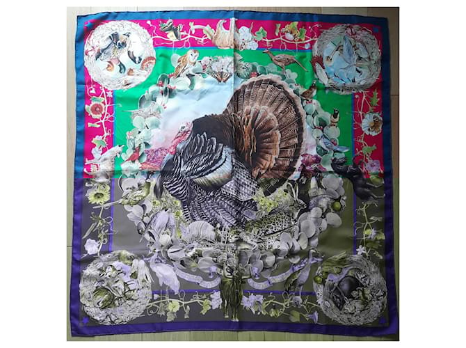 Hermès scarf titled 'Fauna and Flora of Texas' by Olivier Kermit Multiple colors Silk  ref.1857692