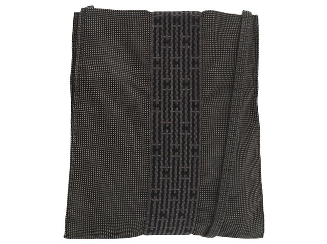 Hermès HERMES Schultertasche Canvas Grau Auth 93263 Braun