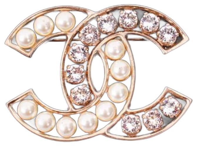 Coco Crush Spilla Chanel CC con strass e perle oro Gold hardware