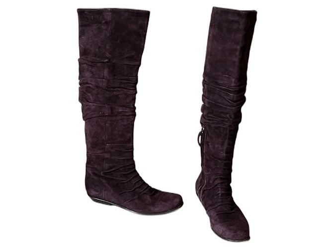 Ermanno Scervino Leather Boots Purple