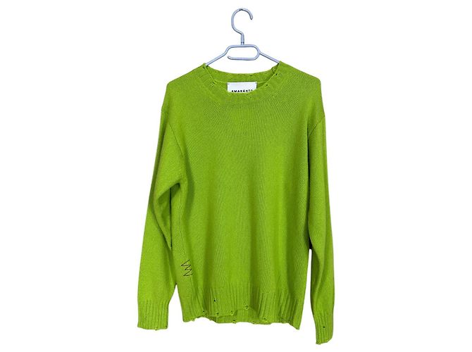 Autre Marque Pull vert effet trou mélange cachemire et laine