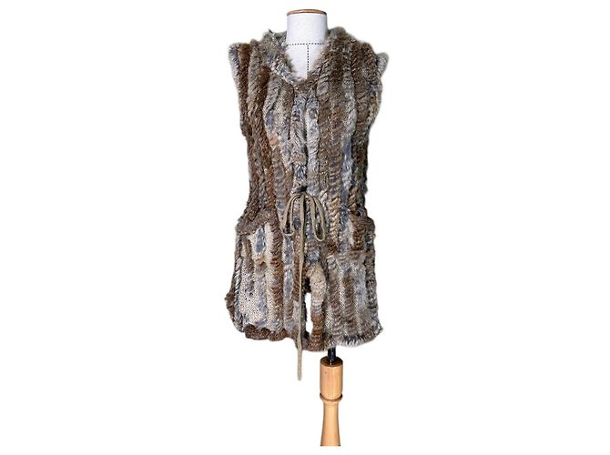 Autre Marque Haust Moletom com capuz de pele de coelho Multicor