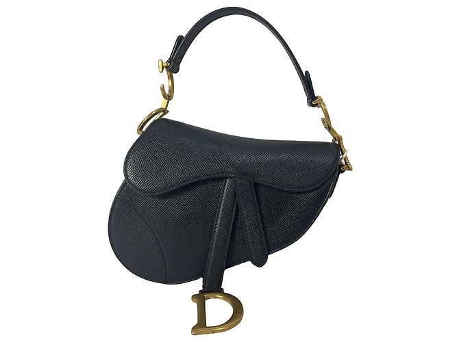 Dior Mini Saddle Bag in Black Leather