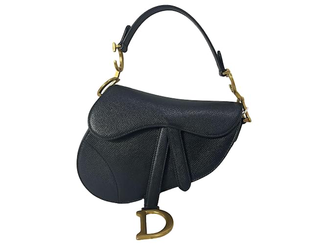 Dior Mini Saddle Bag in Black Leather   ref.1858640
