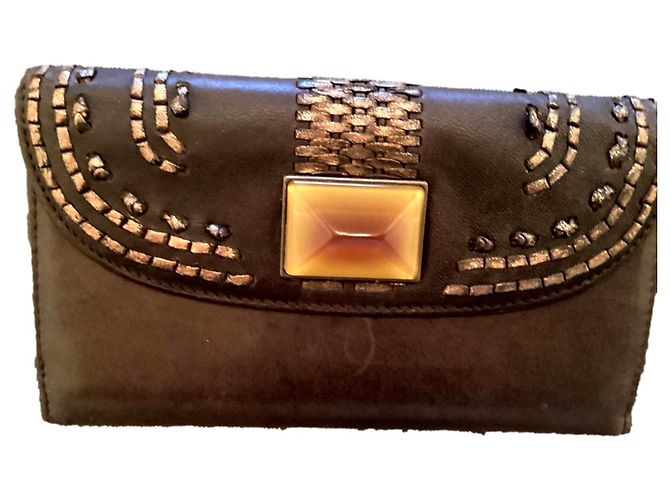 Dior leather wallet brown
