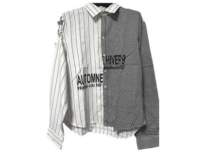 Autre Marque Honja c/o HF AH19 Camicia Oversize in Cotone Nero Bianco