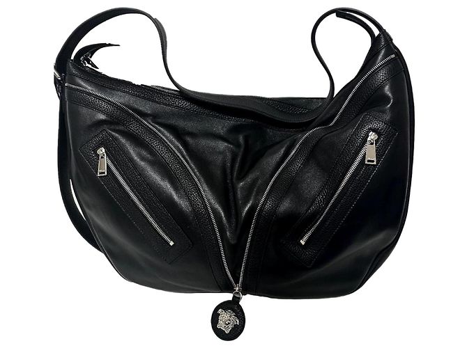 Versace Hobo Repeat Shouder Bag Black