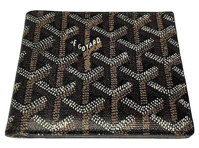 Goyard Leather Bi Fold Wallet Black Monogram