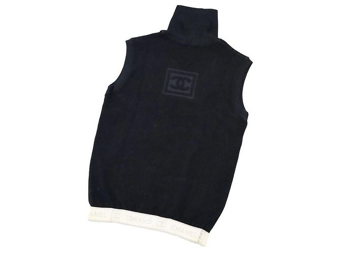 Chanel Black High Neck Top Polyester