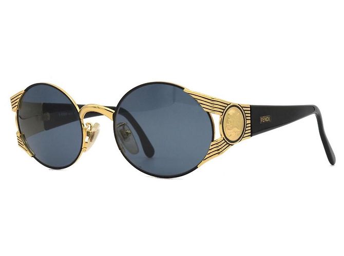 Occhiali da sole Fendi neri e dorati in plastica Nero D'oro